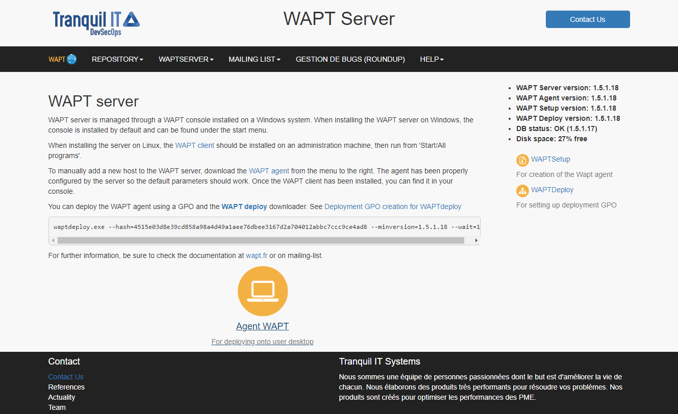 Download the WAPT agent to be deployed on computers