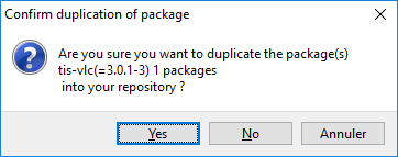 Confirm the duplication of the package