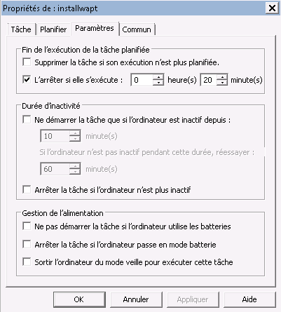 Power settings