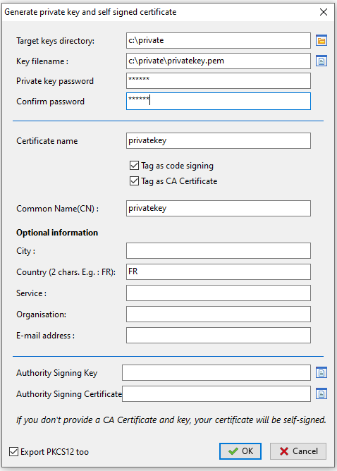 Creating a self-signed certificate for Enterprise version
