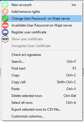 Changing the user password