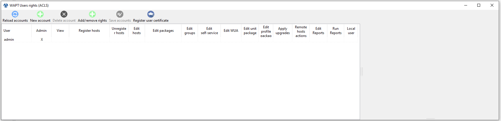 Manage WAPT users and rights first launch