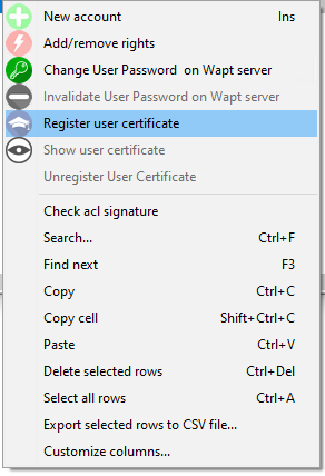 Registering user certificates