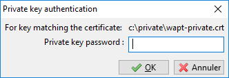 Enter the password for unlocking the private key