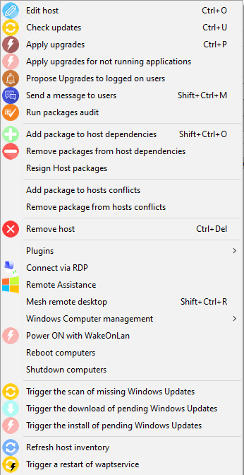 Host configuration menu