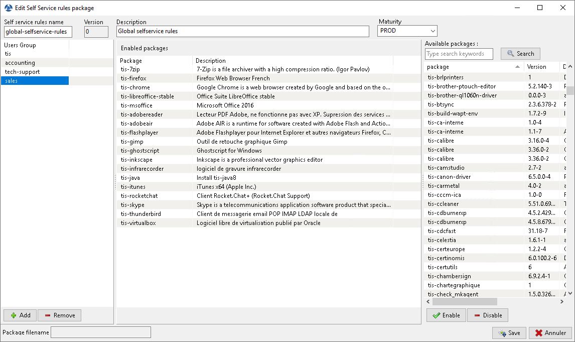 Create a *self-service* package
