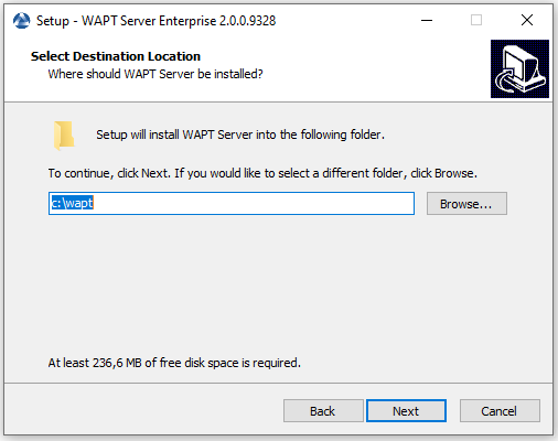 Choose the WAPT destination folder