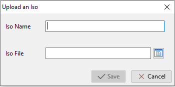 Dialog box for selecting the ISO file to upload to the WADS Server