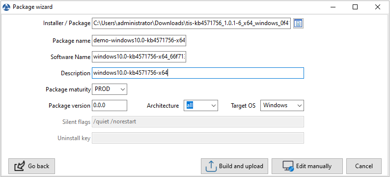 Informations required for creating the MSU package