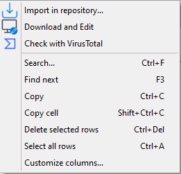 Menu list for importing a WAPT package into the WAPT repository