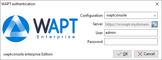 The WAPT Console authentication window