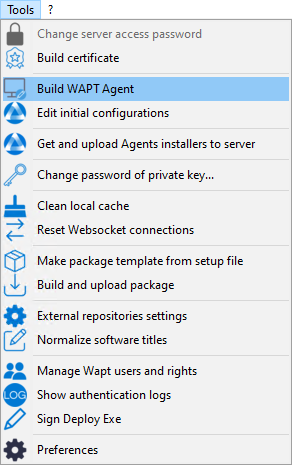 Generating the WAPT Agent from the WAPT Console