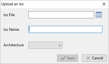 Dialog box for selecting the ISO file to upload to the WADS Server
