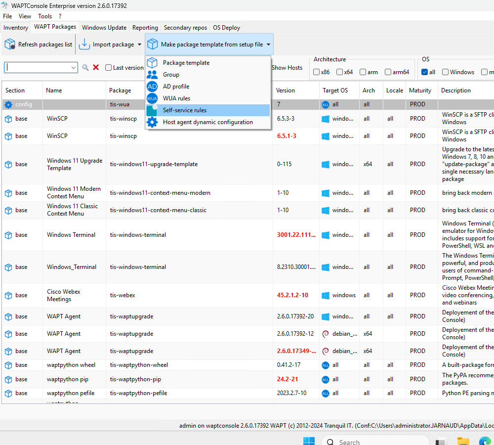 Editing a Self-Service Rules Package