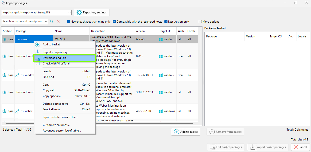 Import download and edit second method