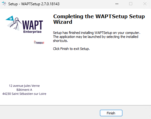 Installation Wizard has finished