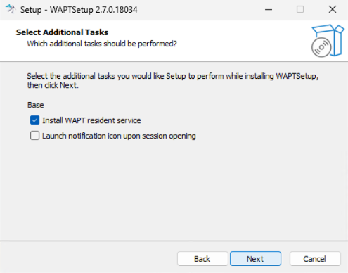 Choosing the WAPT Agent installer options