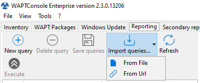 Importing a SQL query report in the WAPT Console