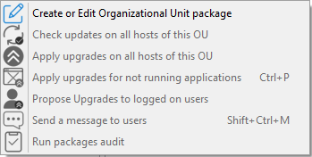 Menu options applicable to *unit* WAPT packages