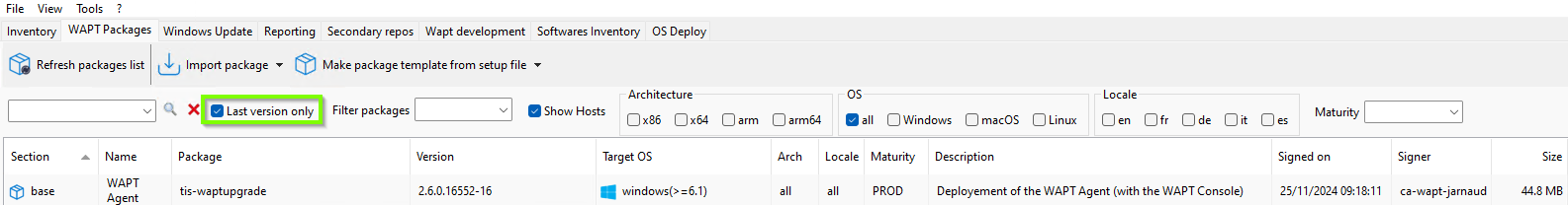 Changing the maturity of a WAPT package