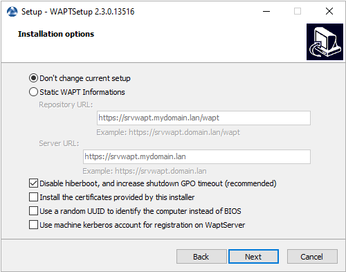 The WAPT repository and the WAPT Server are already set
