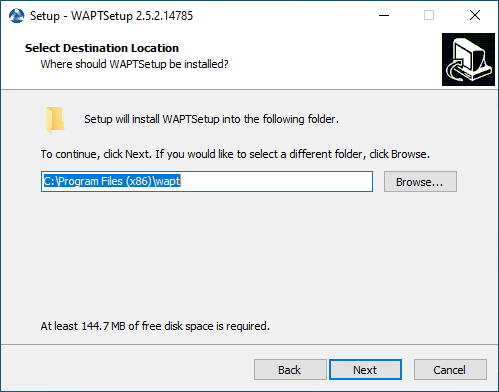 Choosing the WAPT installation directory