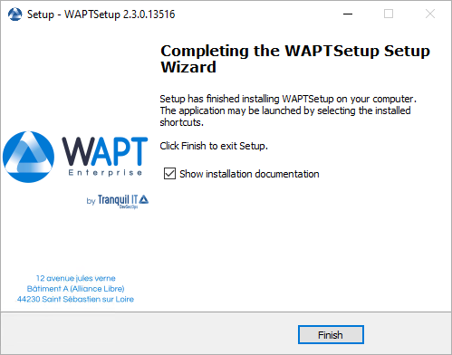 Installation Wizard has finished