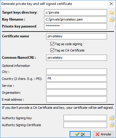 Creating a self-signed certificate