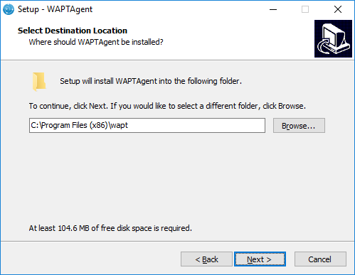 Select the installation folder for the WAPT agent