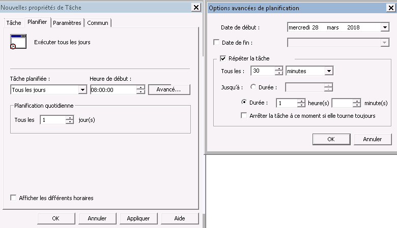 Advanced properties of the installation task