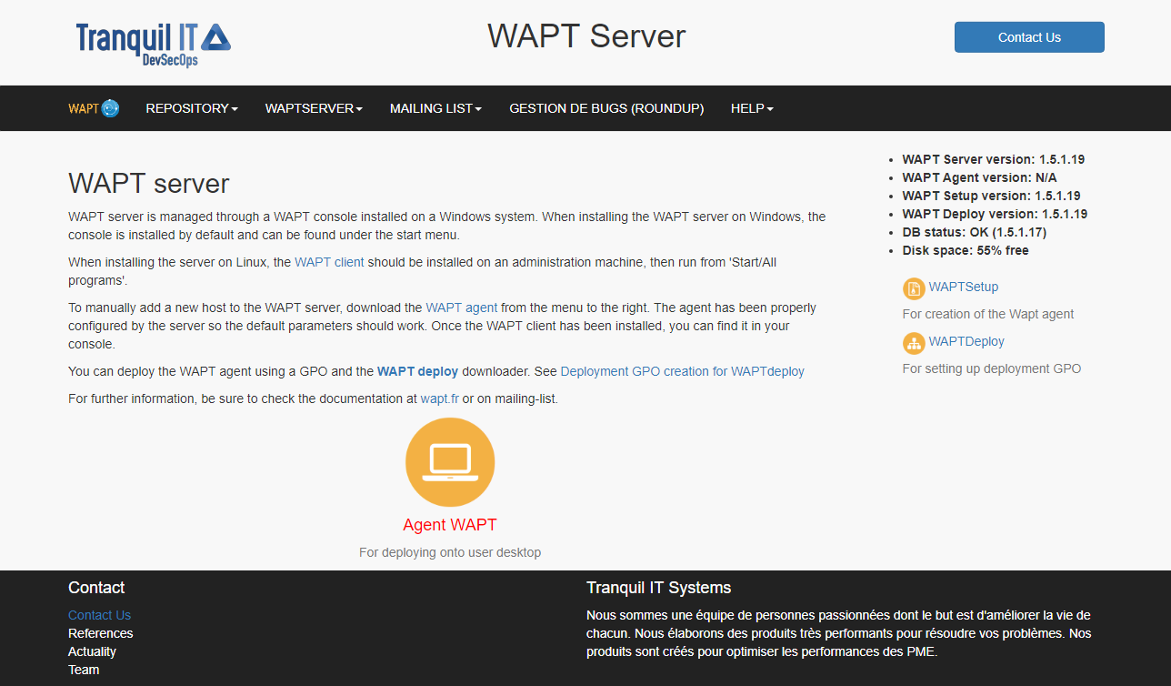 WAPT Server web interface