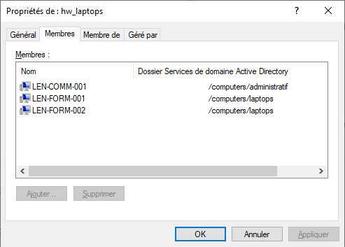 Groupe ordinateur Active Directory