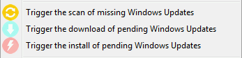 Les boutons d'action Windows Update disponibles depuis la console WAPT