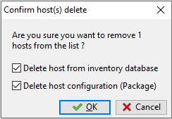 Fenêtre pour confirmer la suppression du ou des hôte(s)