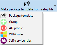 Option du menu pour créer un modèle de paquet WAPT depuis un fichier setup