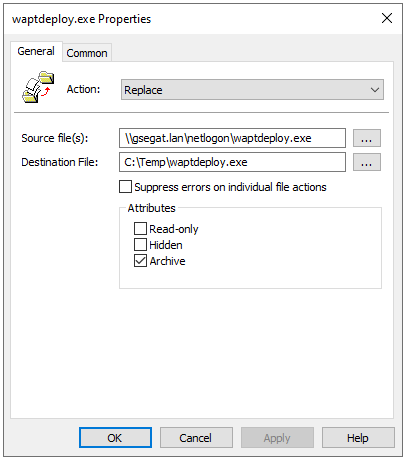 Progression de l'installation de l'agent WAPT