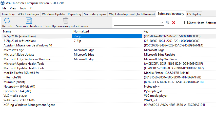 Normaliser le nom du logiciel dans la Console WAPT