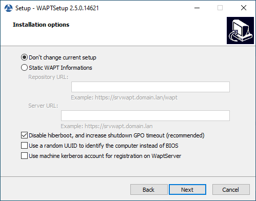 Choisissez "Ne pas modifier la configuration actuelle"