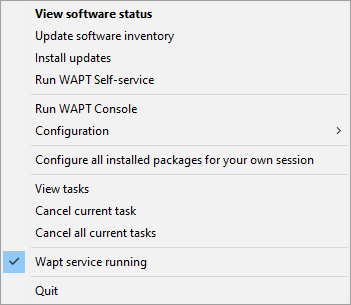 L'utilitaire WAPT System Tray dans la barre de notification de Windows