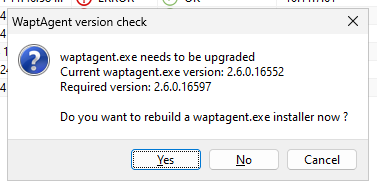 Vérification de la version de l'agent Wapt
