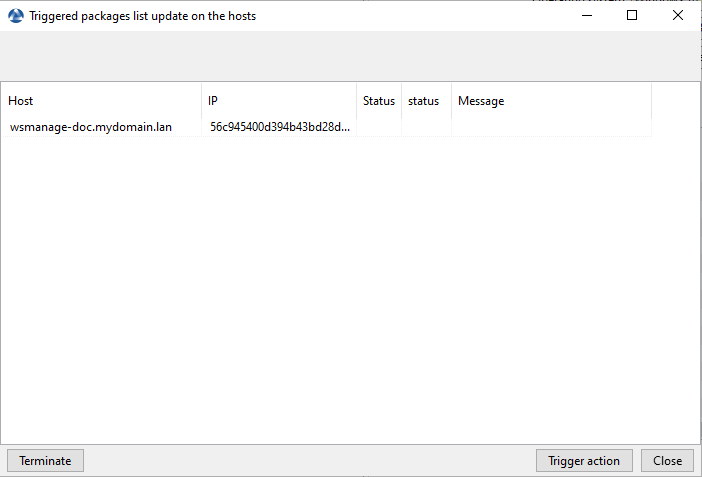 Window listing hosts currently updating their inventory