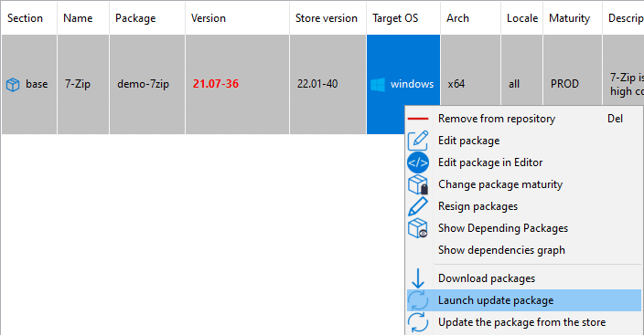 La Console WAPT affichant des versions plus récentes de paquets