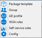 Menu list for creating WAPT packages