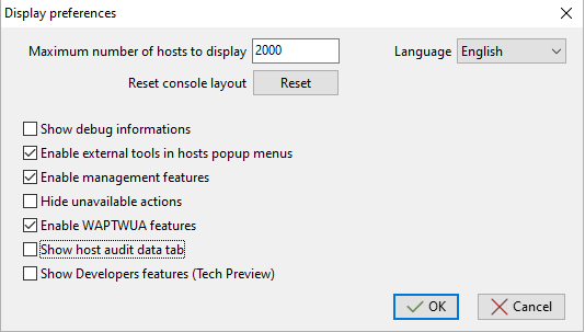 Window for personalizing the WAPT Console