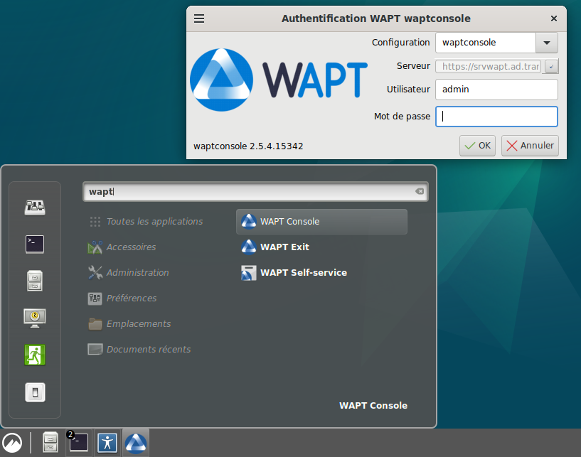 Démarrage de la console WAPT sous Linux