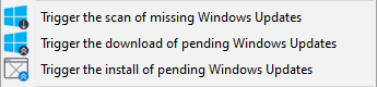 Boutons d'action de Windows Update disponibles dans la Console WAPT