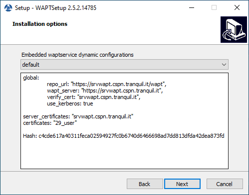 Choisir la configuration de l'Agent WAPT