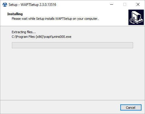 Dialog box showing the WAPT installation in progress