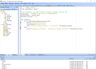 capture d'écran de l'environnement de développement PyScripter